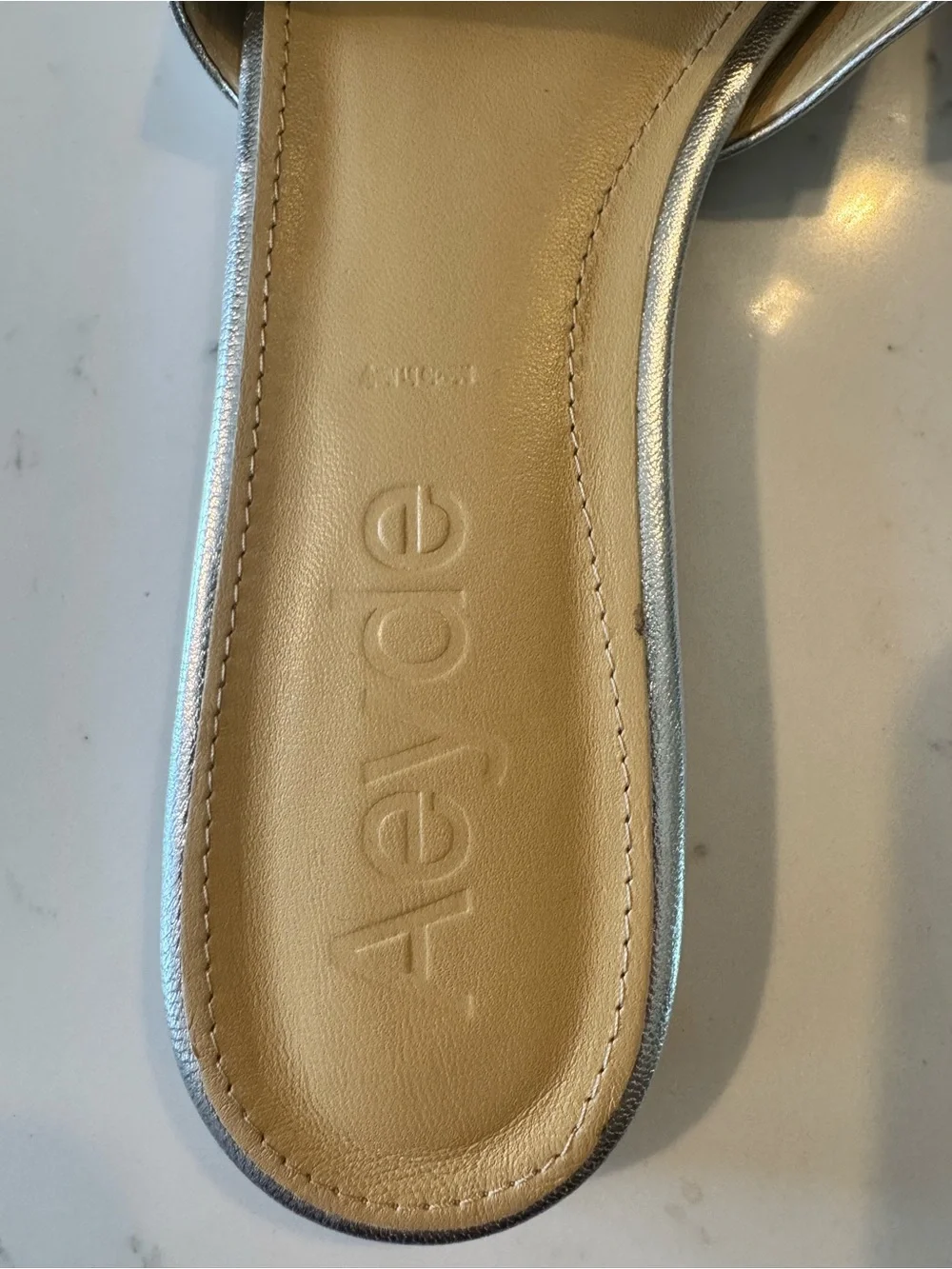 Aeyde Anna Silver Metallic Leather Slide Sandals Size 40